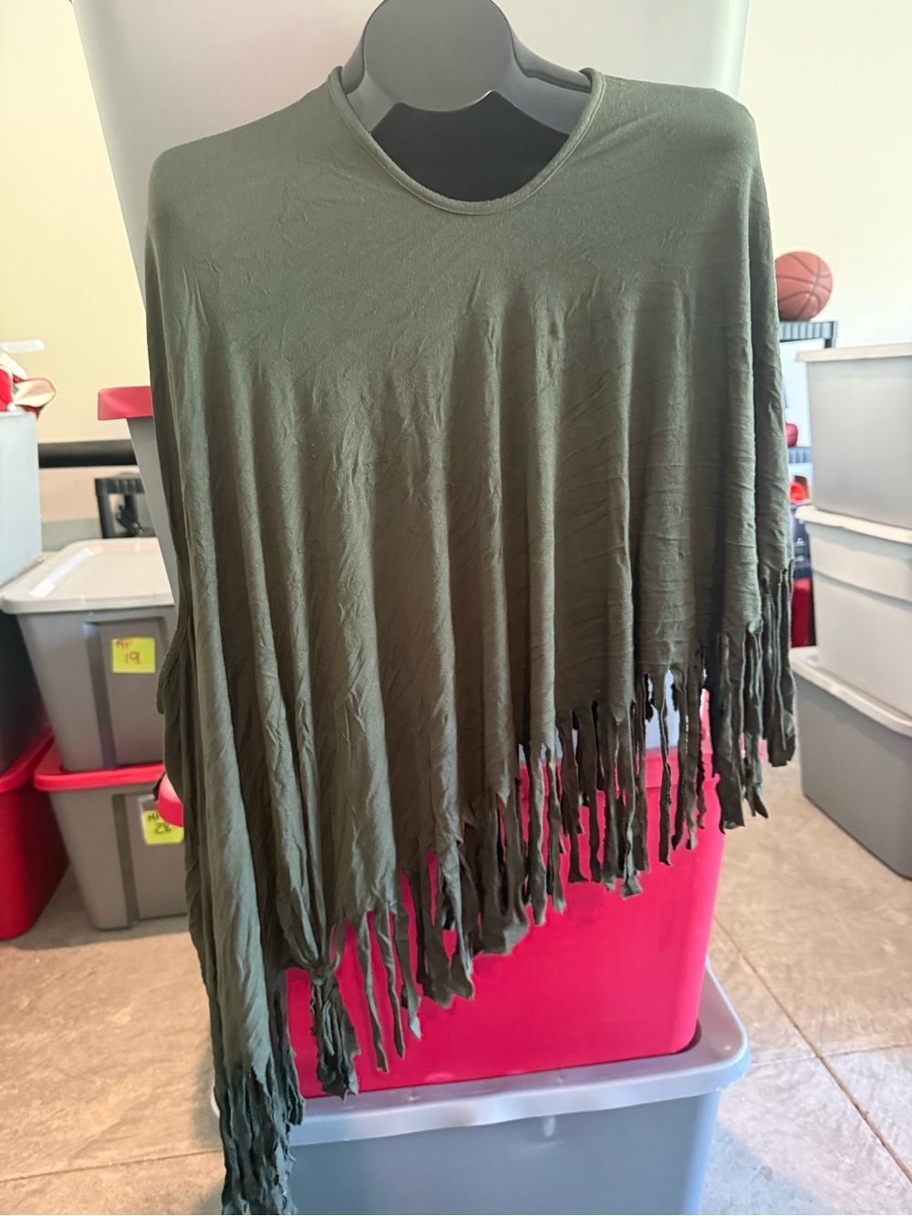 Olive Green Fringe Asymmetric Women's Top p65